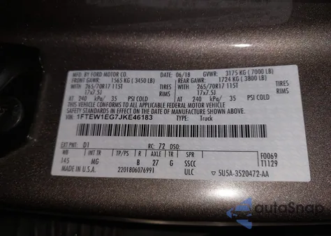 2018 Ford F-150 Xlt from USA, damaged, VIN 1FTEW1EG7JKE46183